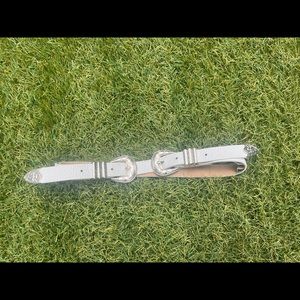 Double buckle white belt